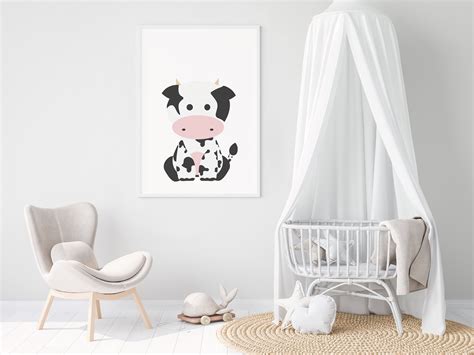 Cute Cow Print Baby Farm Animals Nursery Decor Nursery | Etsy