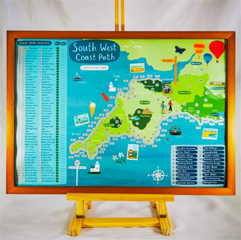 South West Coast Path Map Scratch Off Poster – Outdoor Scratch Maps