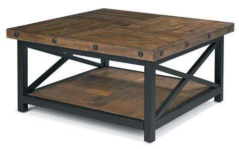Flexsteel Wynwood Collection Carpenter 000000632905 Square Cocktail Table with Metal Base and ...