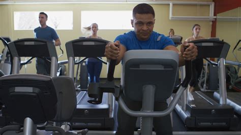 Man Working Out Hard On Stair Machine At Gym Stock Footage SBV ...