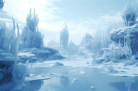 Premium AI Image | Arctic landscape populated by fantastical ice creatures