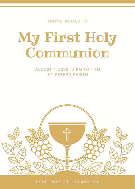 First Holy Communion Blank Invitations