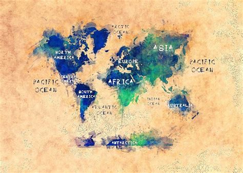 world map oceans and continents Africa Map, Antarctica, Pacific Ocean, Continents, Beautiful ...