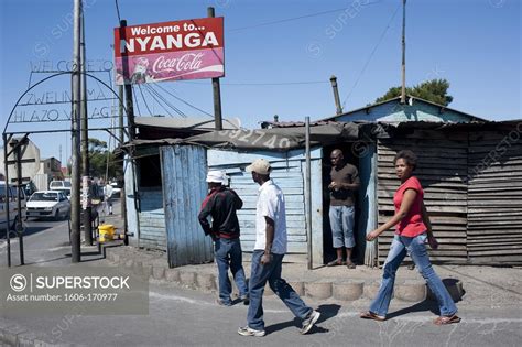 South Africa, Cape Town, Township of Nyanga, sign Welcome to Nyanga ...