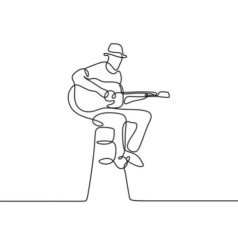 Guitar Line Drawing Vector Design Images, Guitar Player One Line ...