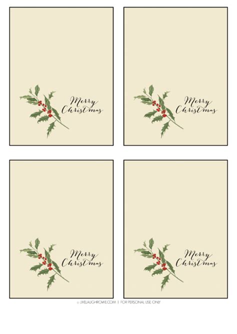 Merry Christmas Card Template printable pdf download