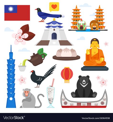 Taiwan cultural symbols Royalty Free Vector Image