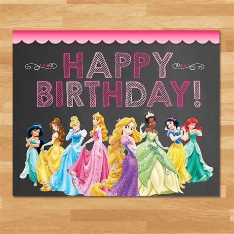 Disney Princess Happy Birthday Sign Chalkboard Princess - Etsy Australia