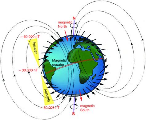 4 Schematic of Earth's geomagnetic field, which in essence resembles a ...