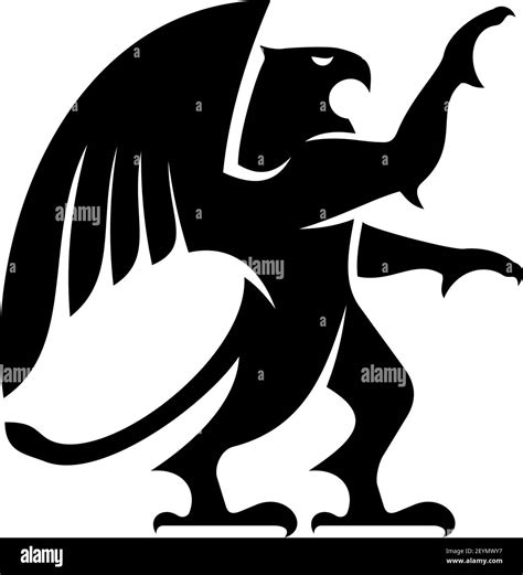 Griffin or griffon winged ancient beast isolated silhouette. Vector ...