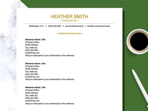 References List for Resume References Template for Word, Google Docs Professional References ...