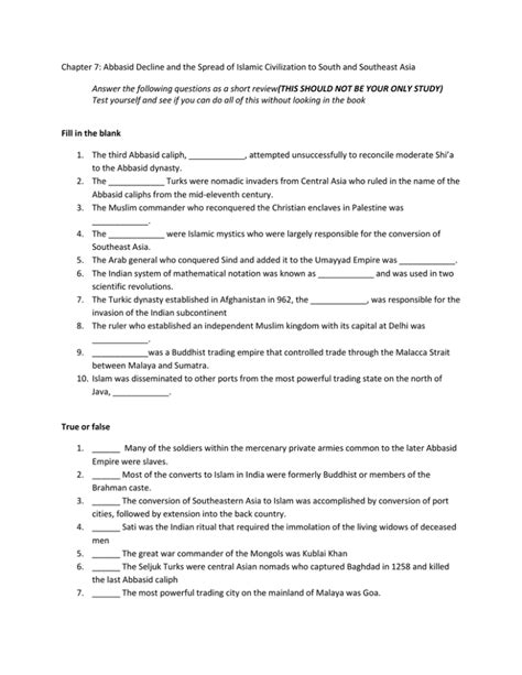 Chapter 7: Abbasid Decline and the Spread of Islamic Civilization ...