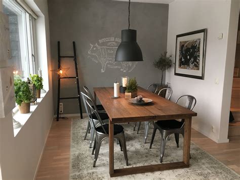IKEA table Morbylanga + Tolix | Black dining room, Apartment dining, Apartment dining room