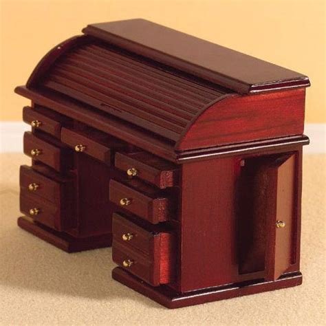 The Dolls House Emporium Victorian Roll-top Desk Mahogany Finish