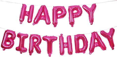 Buy Happy Birthday Balloons Banner,16 Inch Hot Pink Aluminum Foil Banner Letter Balloons for ...