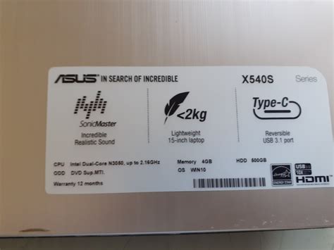 Laptops & Notebooks - Asus X540S Laptop **Please Read Specs was sold ...