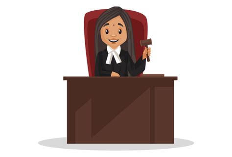 Best Premium Female Judge sitting in courtroom holding hammer in hand ...