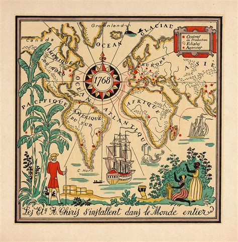 Illustrated Map of the World, 1768 - Pictorial Map - Historic Map - Old Atlas Drawing by Studio ...