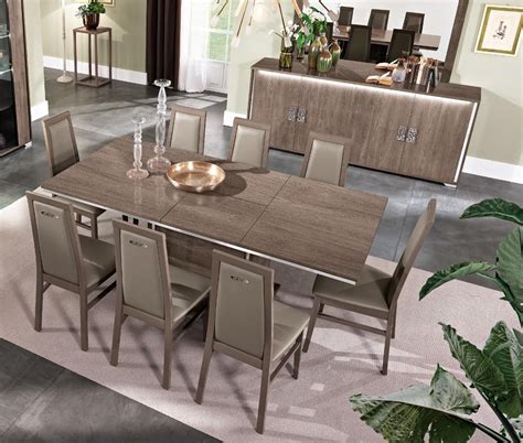 Glossy Brown Finish Dining Room Set w/Buffet 10Pc Modern Made in Italy Soflex Dover - Walmart ...