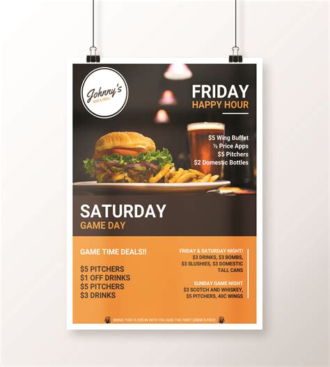 Creative Bar & Restaurant Event Flyer Idea - Venngage Flyer Examples | Brochure food, Restaurant ...