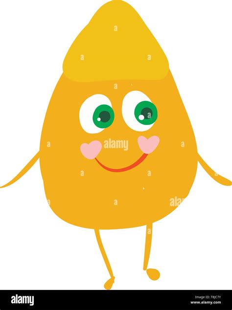 A color drawing of happy corn kernel., vector, color drawing or ...