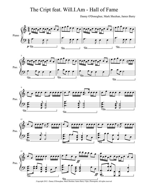 Hall of Fame Sheet music for Piano | Download free in PDF or MIDI | Musescore.com