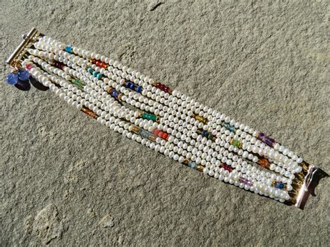 Freshwater Pearl Bracelet Multi Gemstone Jewelry Multi - Etsy