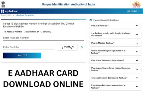 E Aadhaar Card Download Pdf, myaadhaar.uidai.gov.in Status Check