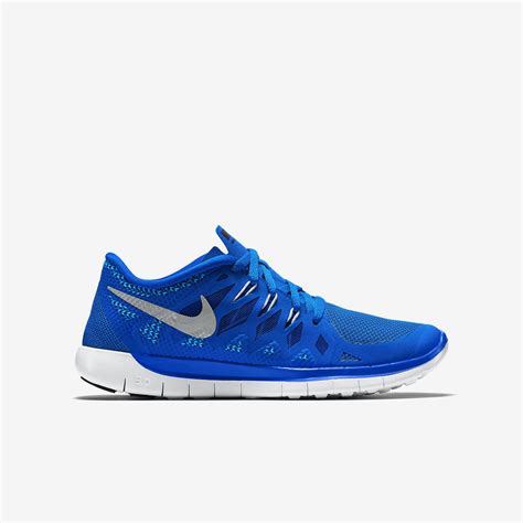 Nike Boys Free 5.0+ Running Shoes - Blue/Silver - Tennisnuts.com