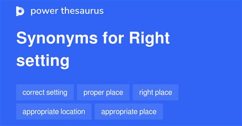 Right Setting synonyms - 90 Words and Phrases for Right Setting