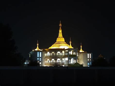 Vipassana Centre at Dragon Palace Temple looking surreal at night! : r/nagpur