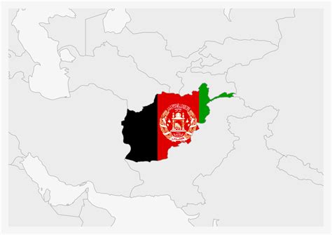 Afghanistan map highlighted in Afghanistan flag colors 12897929 Vector ...