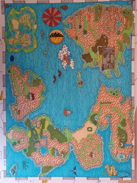 Final Fantasy 3 World Map, Hand drawn by me with alcohol markers and ...