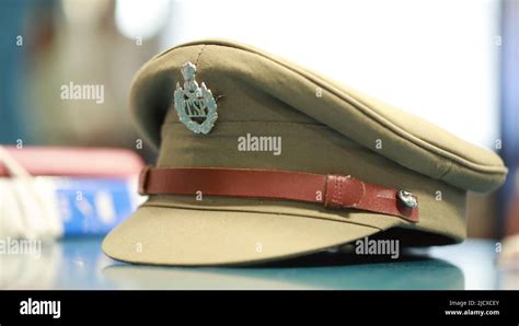 Indian Police Hat on the Table Stock Photo - Alamy