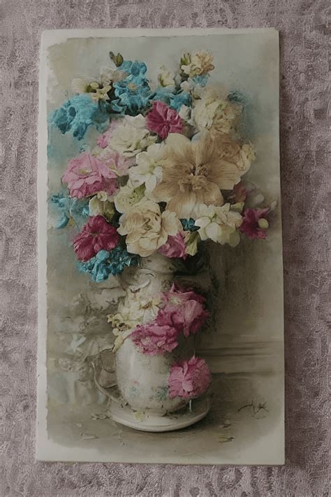 Shabby Chic Flowers on a Postcard · Creative Fabrica