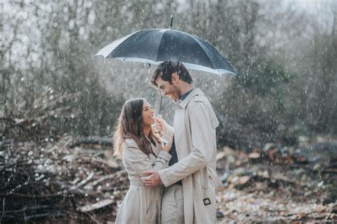 Christie & Stephen - Kent Engagement Photography - Umbrella Rain Photography Shot Couple Weddin ...