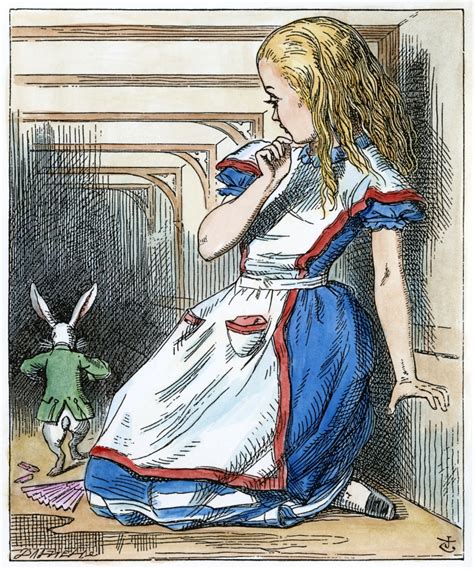 Alice In Wonderland, 1865./Nalice And The White Rabbit. Illustration By ...