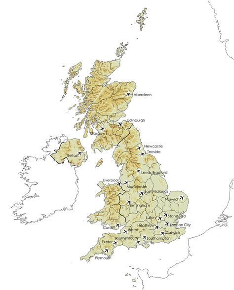 Map of the Major Airports in Britain | BritainVisitor - Travel Guide To ...