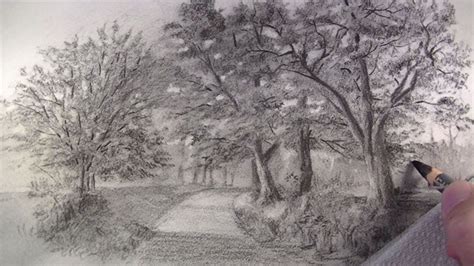 How to Draw with Charcoal Pencils-A Landscape Sketch | Landscape sketch, Charcoal drawing ...