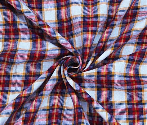 White Red Tartan Checkered Fabric - Bigreams.com