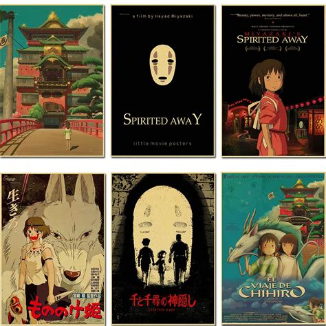 Miyazaki Hayao Spirited Away high quality Retro Poster Vintage poster Wall Decor For Home Bar ...