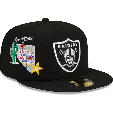 Men's Las Vegas Raiders New Era Black City Cluster 59FIFTY Fitted Hat