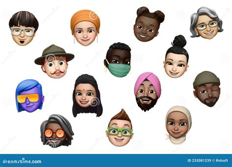 Set of IOS 14 Memoji for Messages and FaceTime Apps Editorial Stock ...