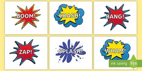 Comic Word Posters - Onomatopoeia for Kids - Twinkl