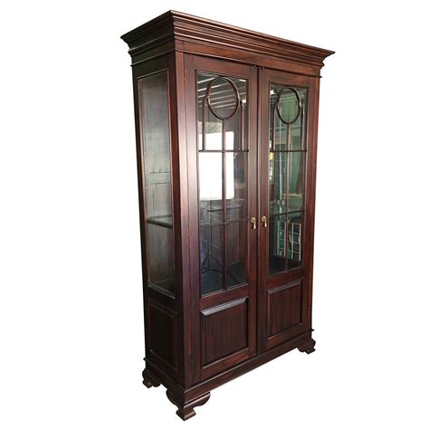 Antique Style Solid Mahogany Wood Display Glass Cabinet