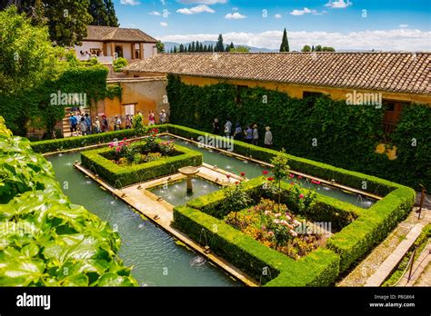 Generalife Palace gardens. Alhambra, UNESCO World Heritage Site. Granada City. Andalusia ...