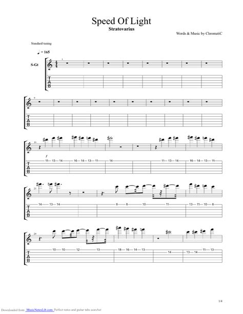 Speed Of Light guitar pro tab by Stratovarius @ musicnoteslib.com