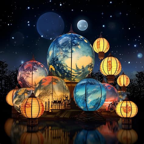 Premium AI Image | Magical Lunar Lantern Festival landscape with ...