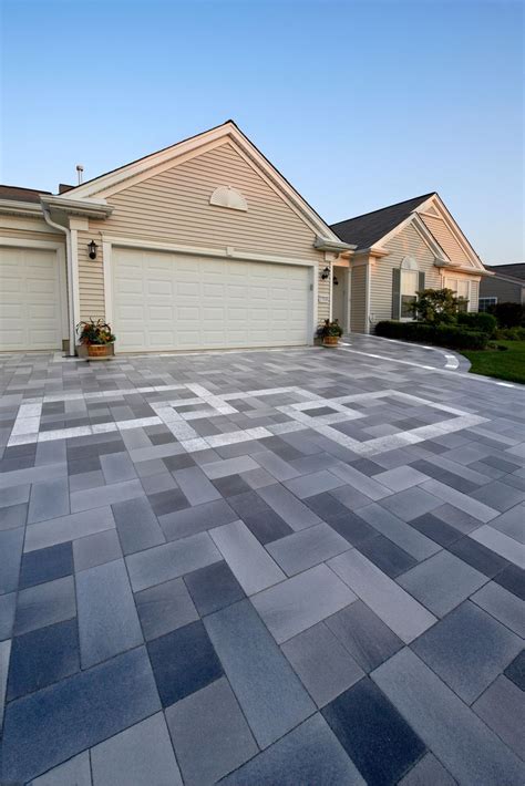 Unilock Brick Paver driveway with design | Patio design, Backyard landscaping designs, Paving design