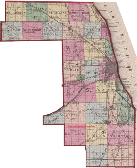 Cook County, Illinois 1870 Map | Cook county, Illinois, Ancestry map